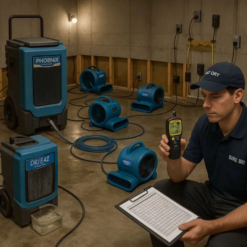 Structural Drying and Dehumidification process in Bellevue, IA